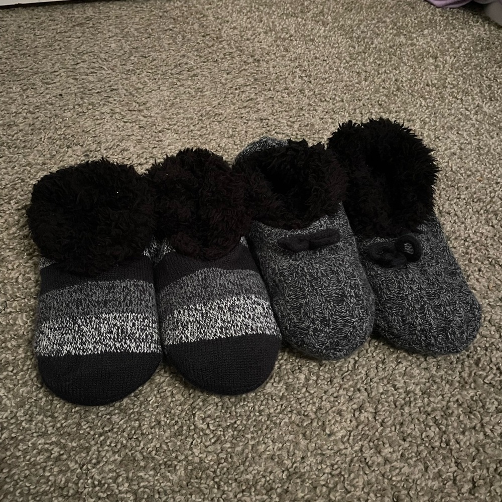 Cozy Black and Gray Slippers